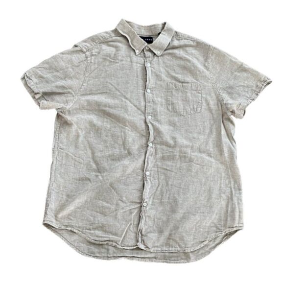 Mens Five Four Diego Short Sleeve Linen Shirt Sz 2XL Neutral Beach - Picture 1 of 12